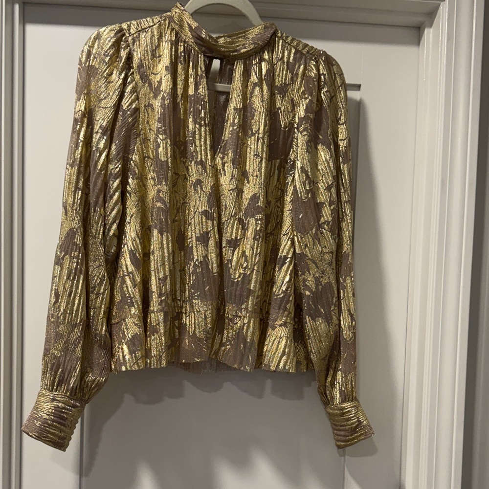 Maeve Gold and Brown Patterned Blouse